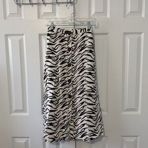 Reformation Highland Zebra Print Linen Midi Skirt